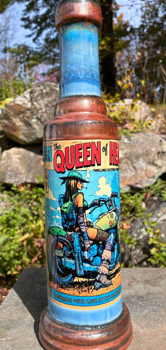 Queen of Hearts Biker Ceramic Bong