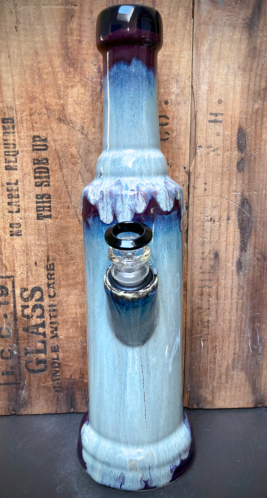Art Nouveau Mother Nature Handmade Ceramic Bong with intricate glaze details and unique design