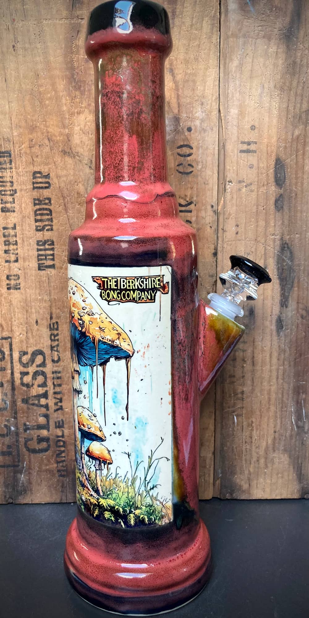 Ceramic magic mushroom bong shrooms with vibrant colors and artistic design from Berkshire Bong Company