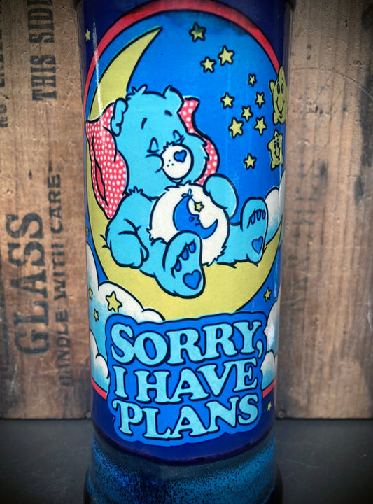 Berkshire Bong Company Ceramic Bong Care Bear Blue Ceramic Glazes featuring a smiling bear on a moon