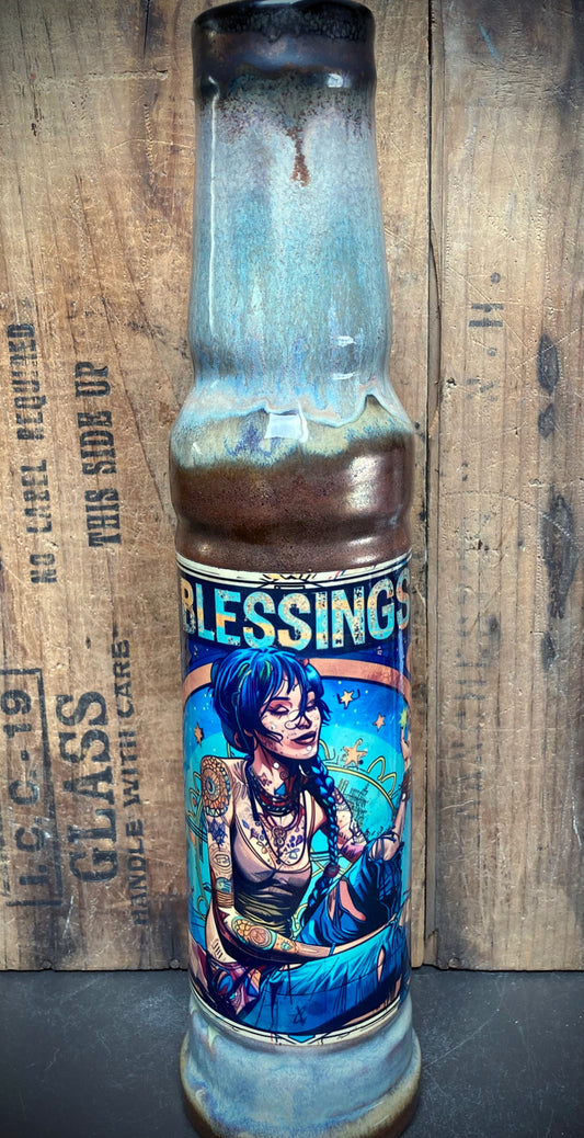 Ceramic Bong Cosmic Blessings Hippie Vibes with Colorful Artwork and Unique Design