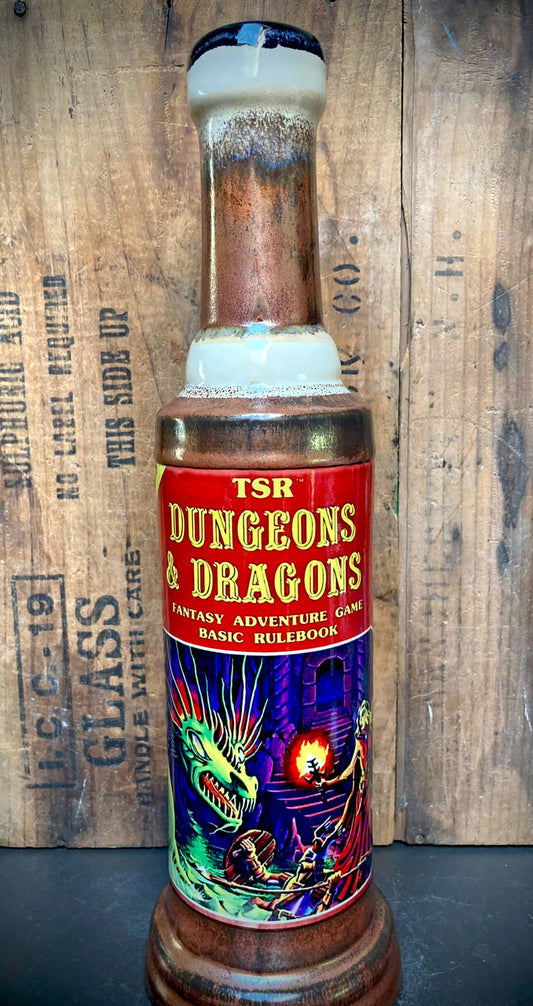 Handmade Ceramic Bong Dungeons Dragons First Edition Rulebook style tall pipe with TSR vintage cover art
