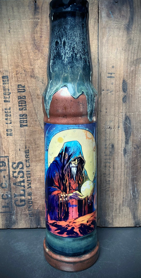 Ceramic Bong A Star is Born Wizard Creator with vibrant artwork featuring a wizard holding a crystal ball
