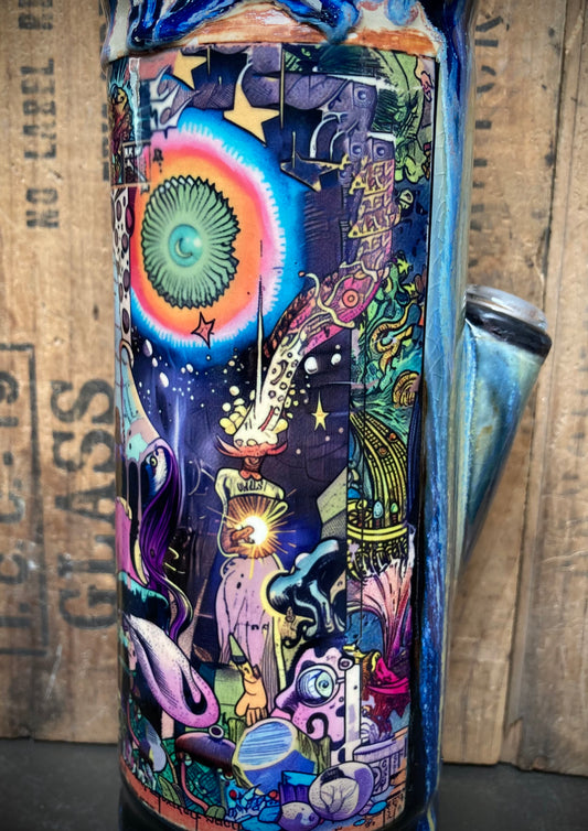 Ceramic Bong Feed Your Head Melting Trippy Art with Melting colors and intricate designs
