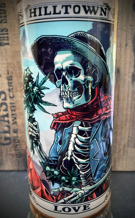 Ceramic Bong Hill Town Love Skeleton Weed Bouquet with vibrant artistic design and detailed imagery