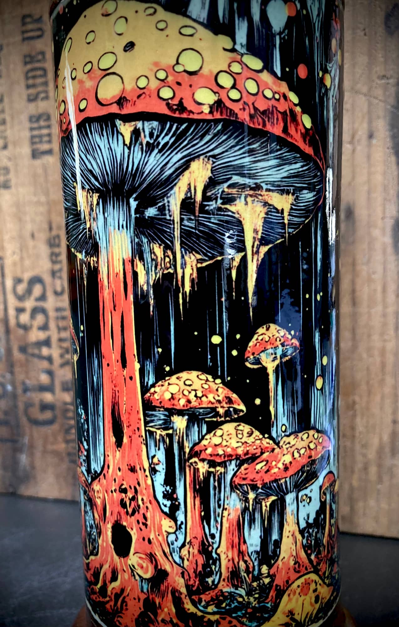 Ceramic Bong Magic Mushrooms Shrooms featuring vibrant mushroom artwork in psychedelic colors