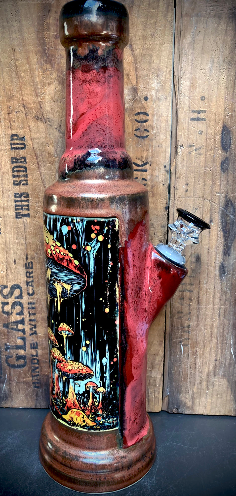 Ceramic Bong Magic Mushrooms Shrooms with Colorful Mushroom Design and Unique Shape