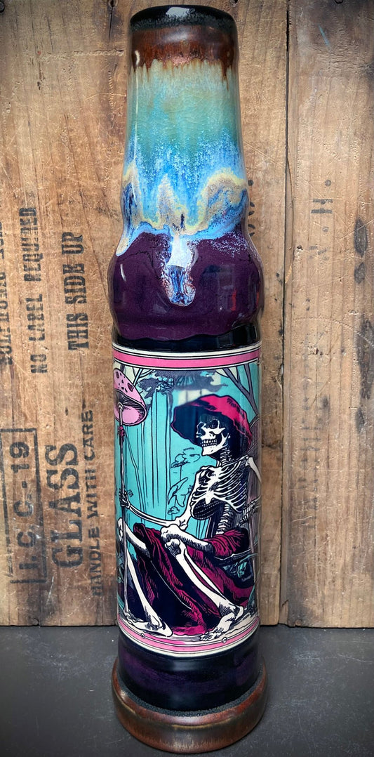 Ceramic Bong Strange Skeleton Mushroom Shrooms with Colorful Glaze and Unique Design by Berkshire Bong Company