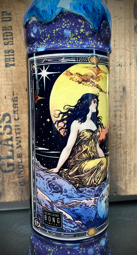 Berkshire Bong Company Ceramic Bong Tarot Card The Moon Oracle featuring a woman in a starry scene