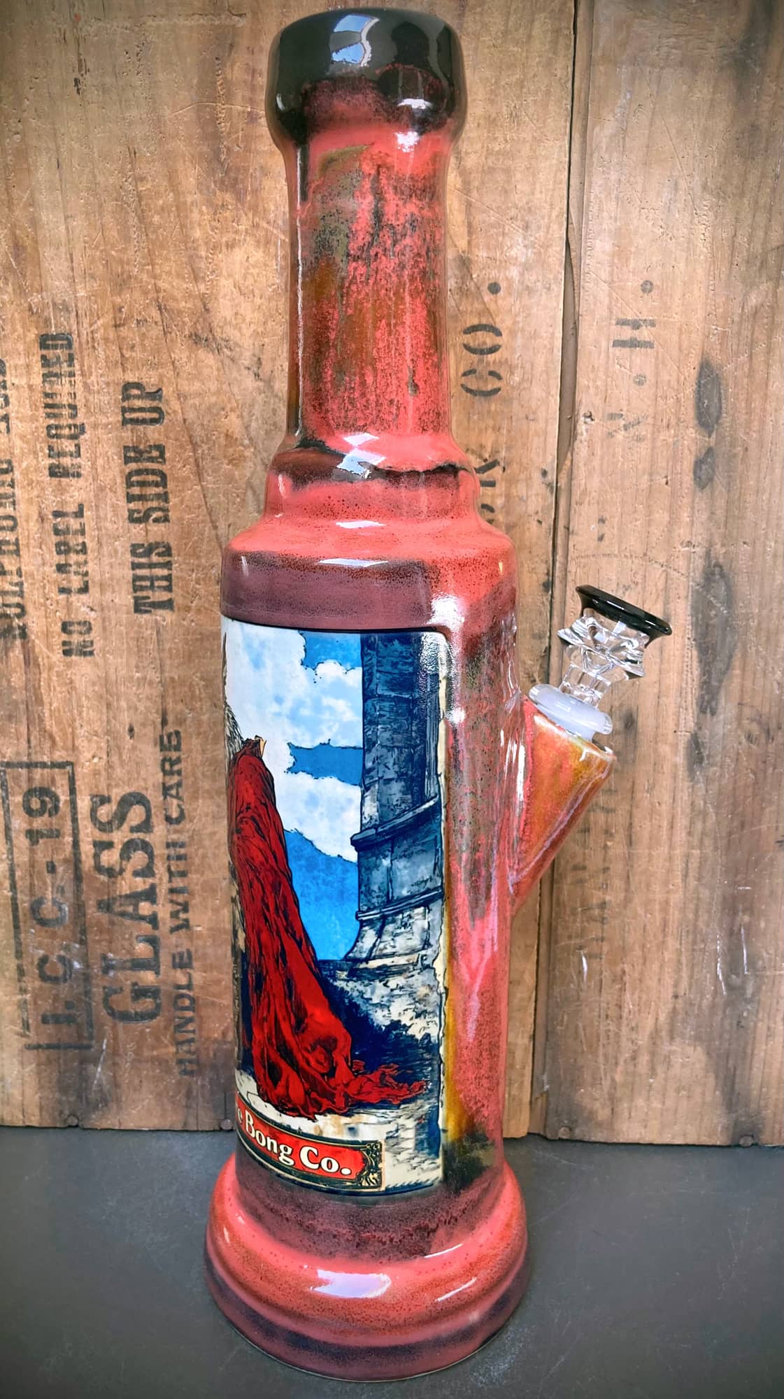 Ceramic bong The Big Bad Wolf featuring colorful design for stylish smoking sessions