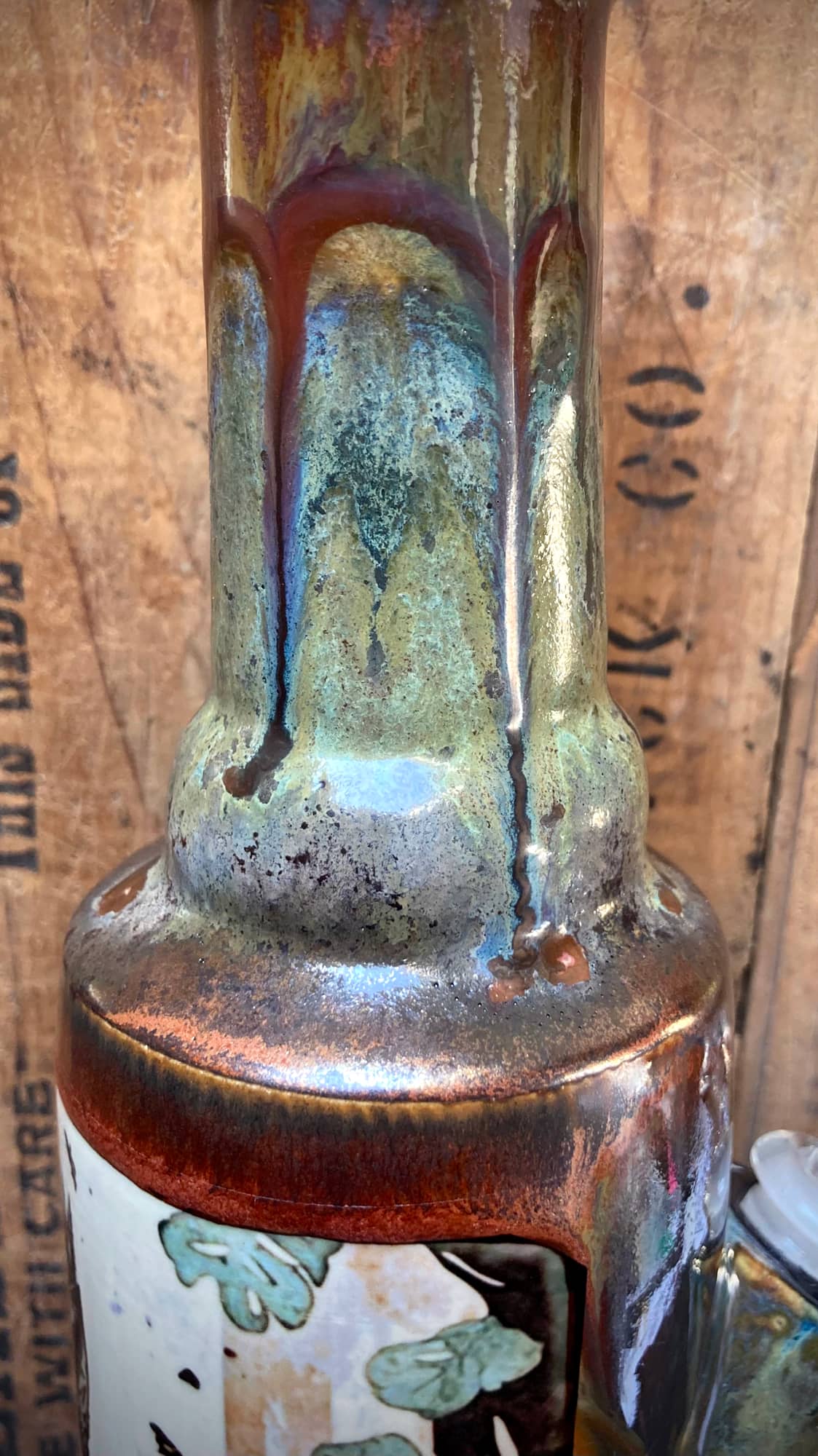 Ceramic Bong The Fox Queen Wearing a Crown in the Berkshires with a Colorful Glazed Finish