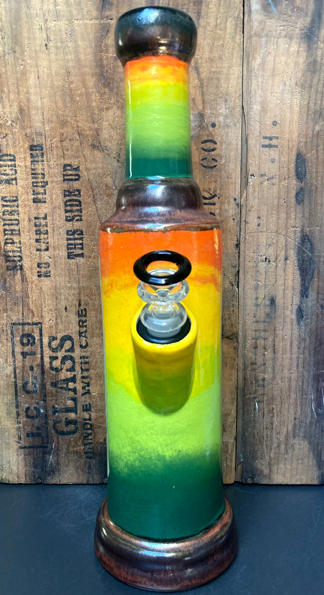 Berkshire Bong Company Ceramic Bong Time Machine Travel Sci Fi in Vibrant Colors