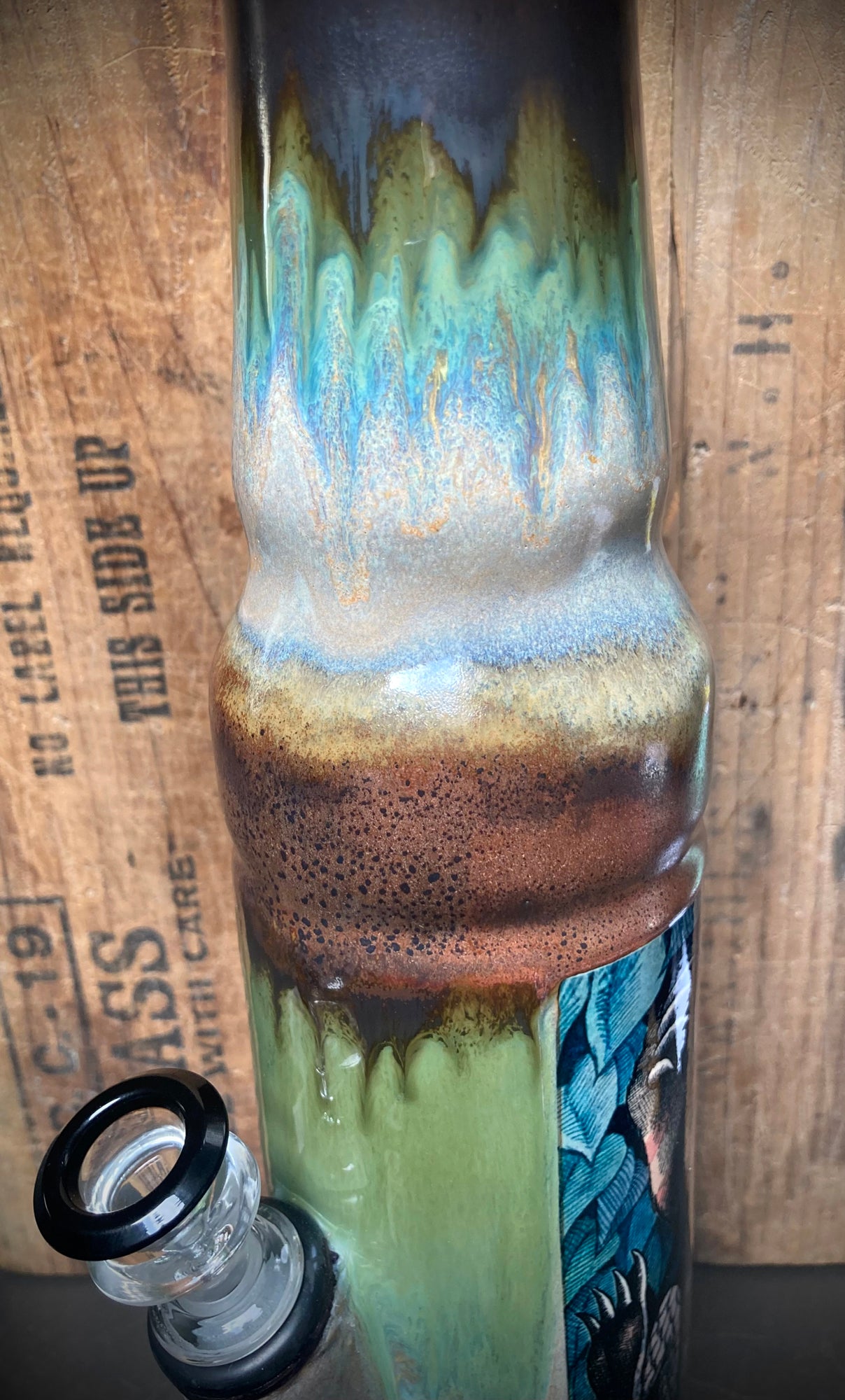 Colorful Berkshire Bong Company Ceramic Bong Where The Wild Things Are with vibrant glaze details