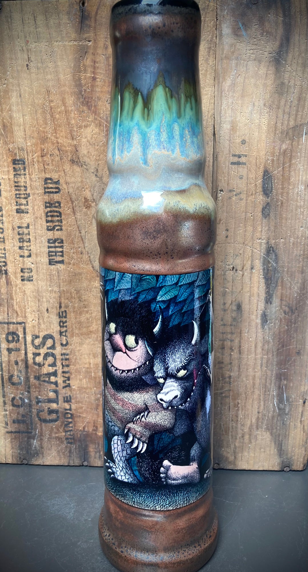Ceramic Bong Where The Wild Things Are featuring vivid artwork of characters in a whimsical design