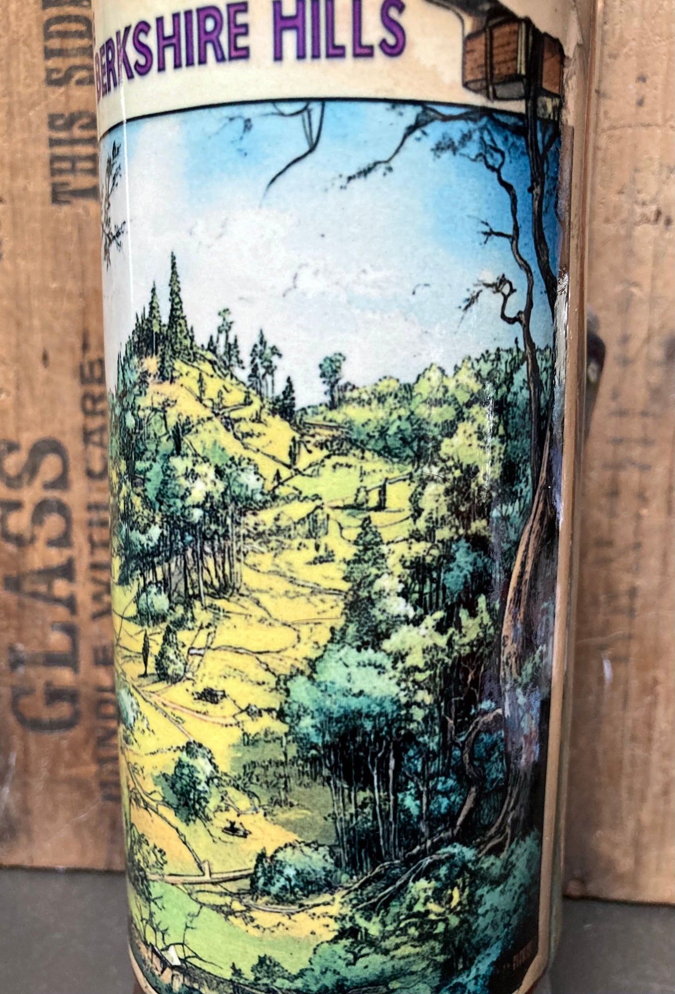 Ceramic Bong With Mystical Berkshire Hills Art showcasing vibrant nature scene and intricate details