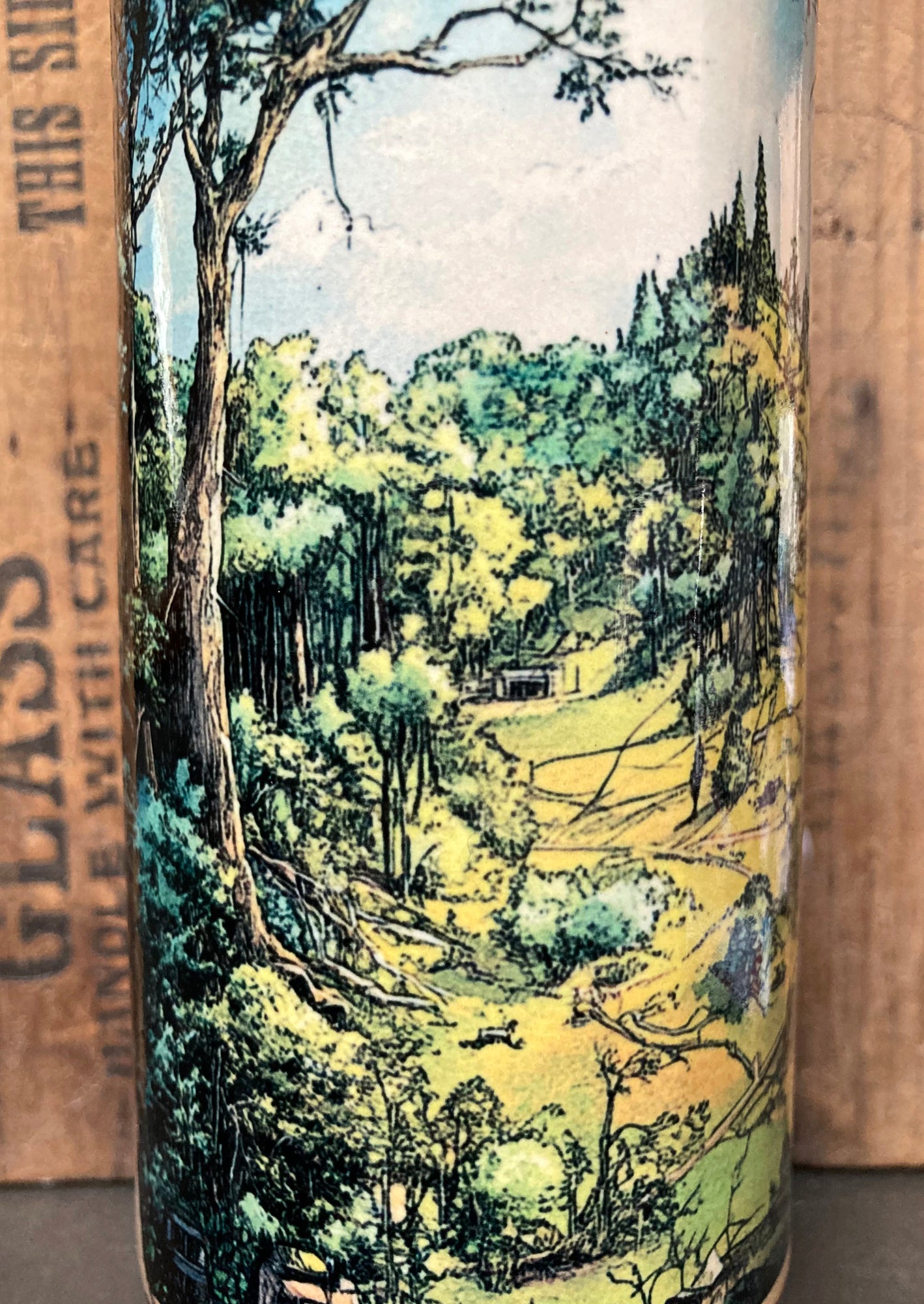 Ceramic Bong With Mystical Berkshire Hills Art showcasing a vibrant scenic landscape