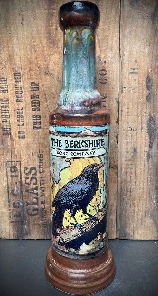 Ceramic Bong Young Crow Black Bird by Berkshire Bong Company with detailed crow design