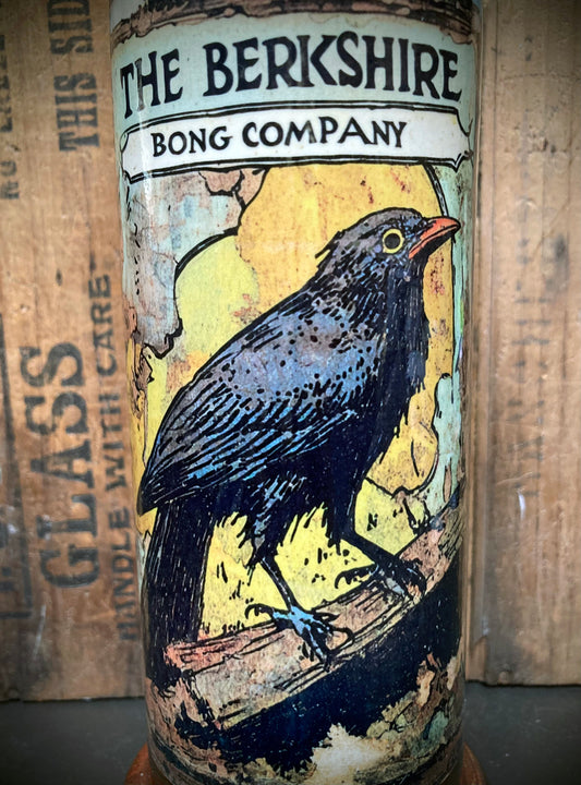 Ceramic Bong Young Crow Black Bird featuring artistic illustration by Berkshire Bong Company