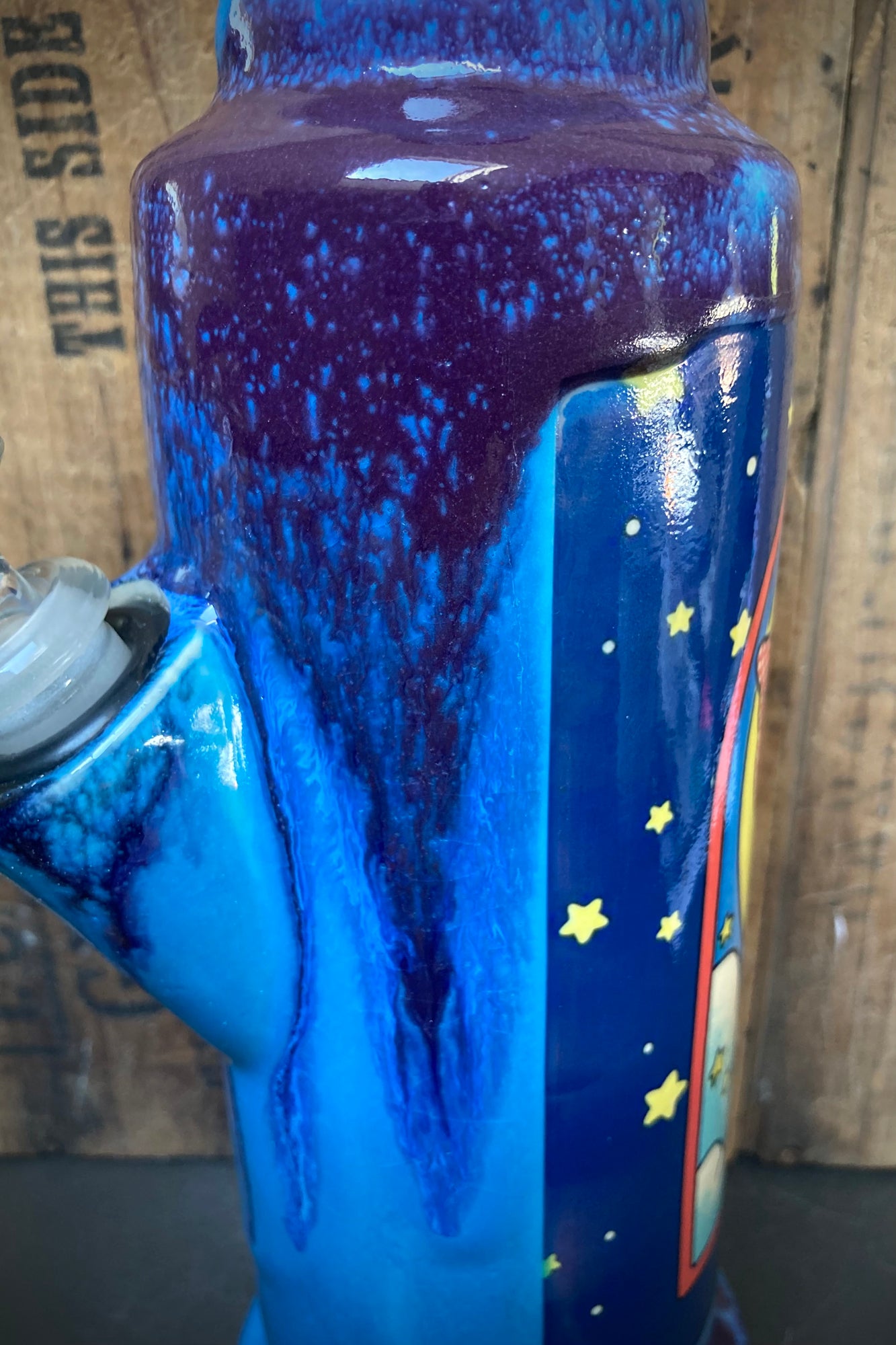 Colorful Ceramic Care Bear Bong with Star Design and Smooth Finish for Enthusiasts