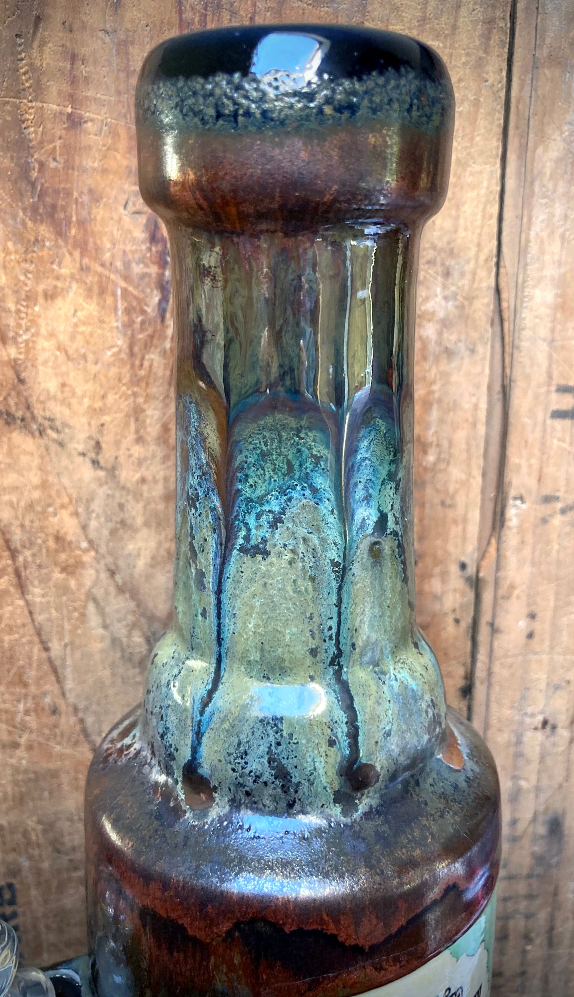 Charming Rustic Tree House Deep Woods And Trees Decorative Glass Bottle with Unique Glaze Finish