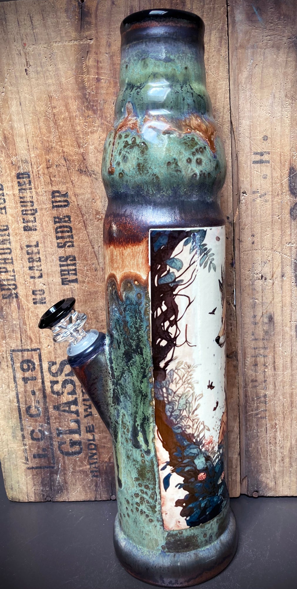 Ceramic Bong - "Woodland Royalty - Fox Queen"