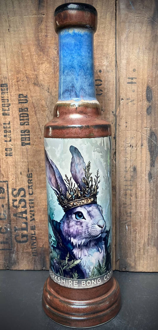 Handmade Ceramic Bong Bunny Rabbit Royalty showcasing vibrant colors and detailed artwork from Berkshire Bong Company