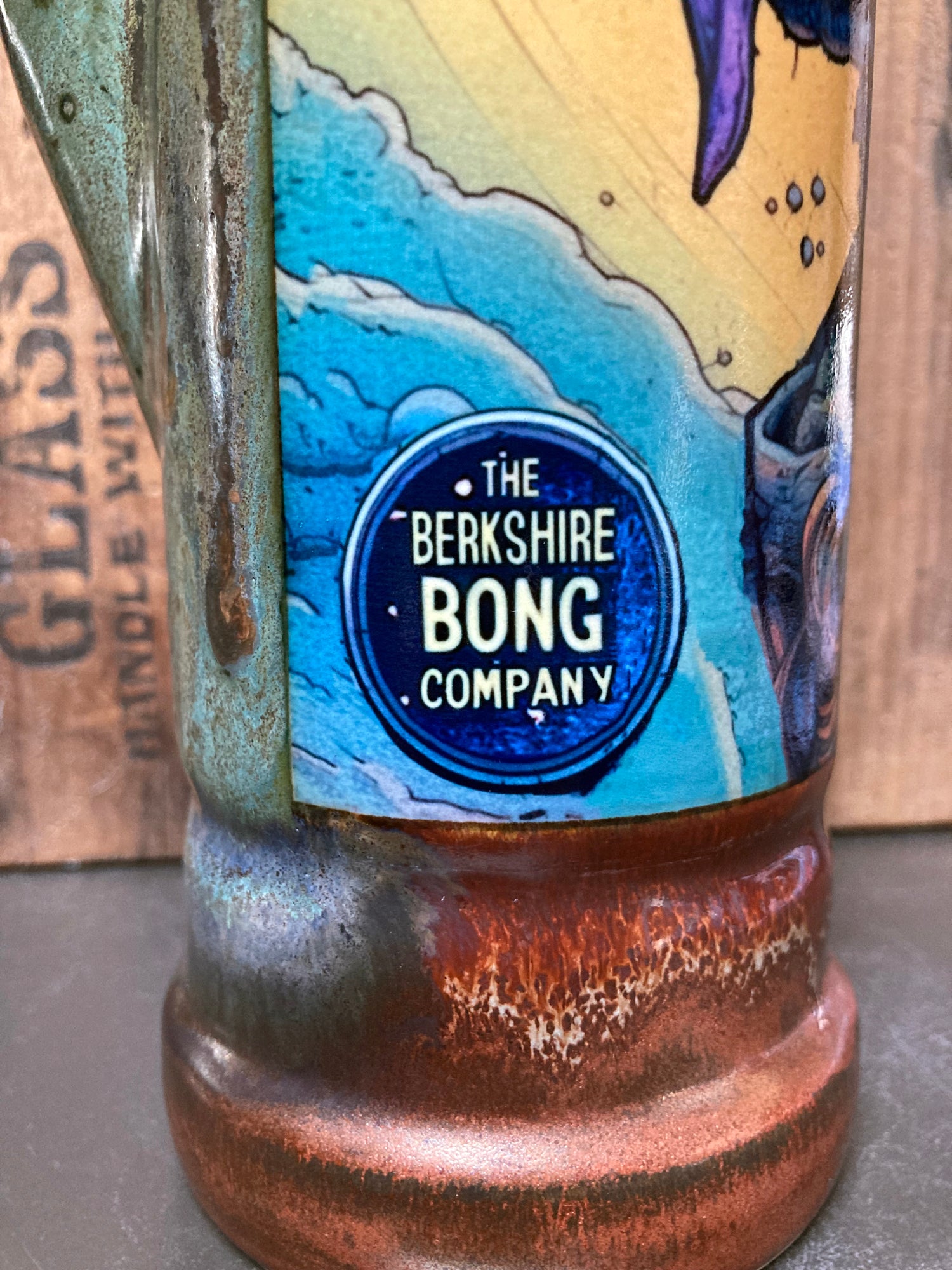 Handmade Ceramic Bong Dawg Pound Soldier Dog with vibrant colors and unique designs by Berkshire Bong Company