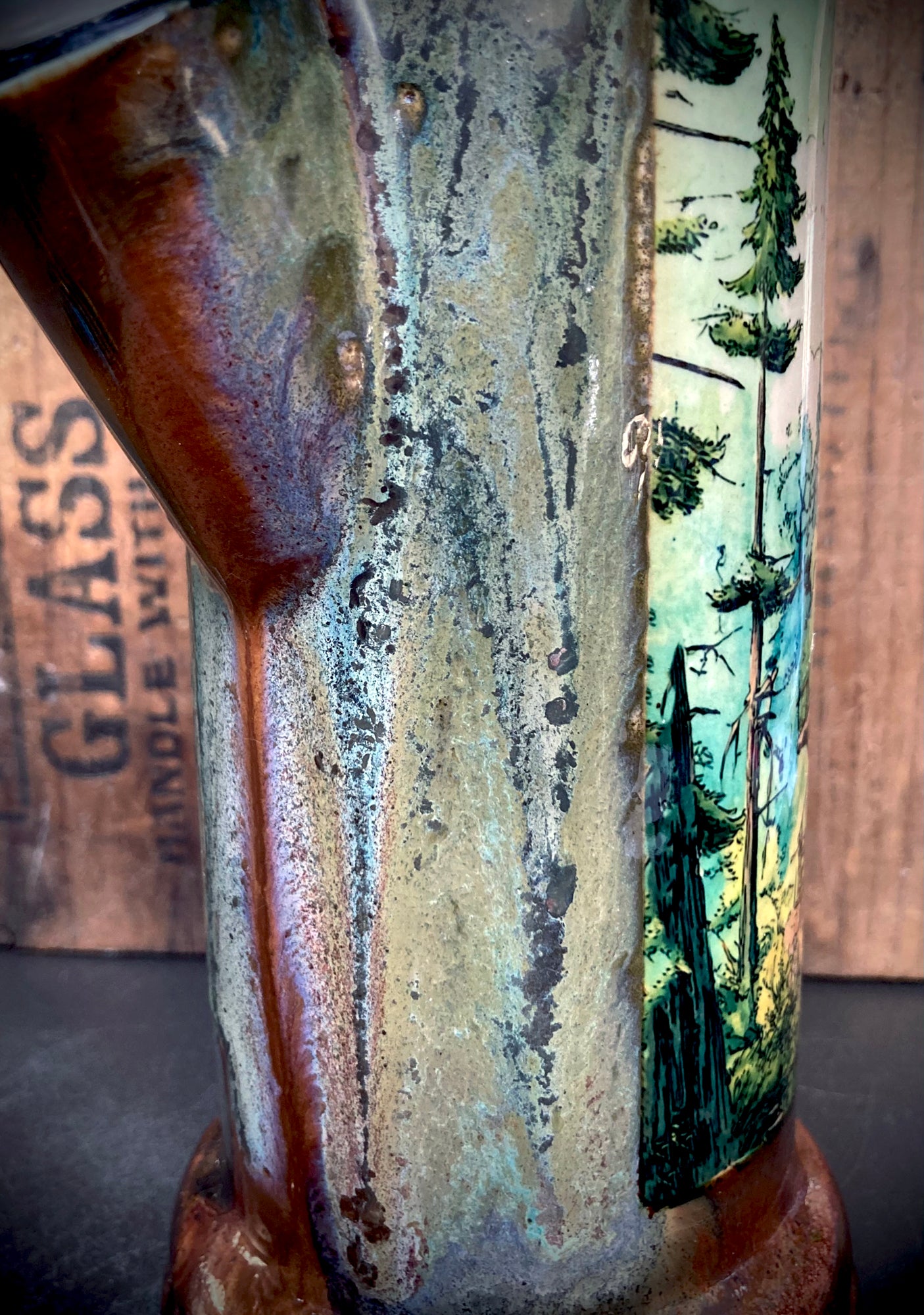 Handmade Ceramic Bong Dream Home Tree House showcasing detailed forest design and vibrant colors