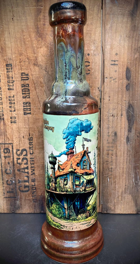 Handmade Ceramic Bong Dream Home Tree House featuring a whimsical design with vibrant colors