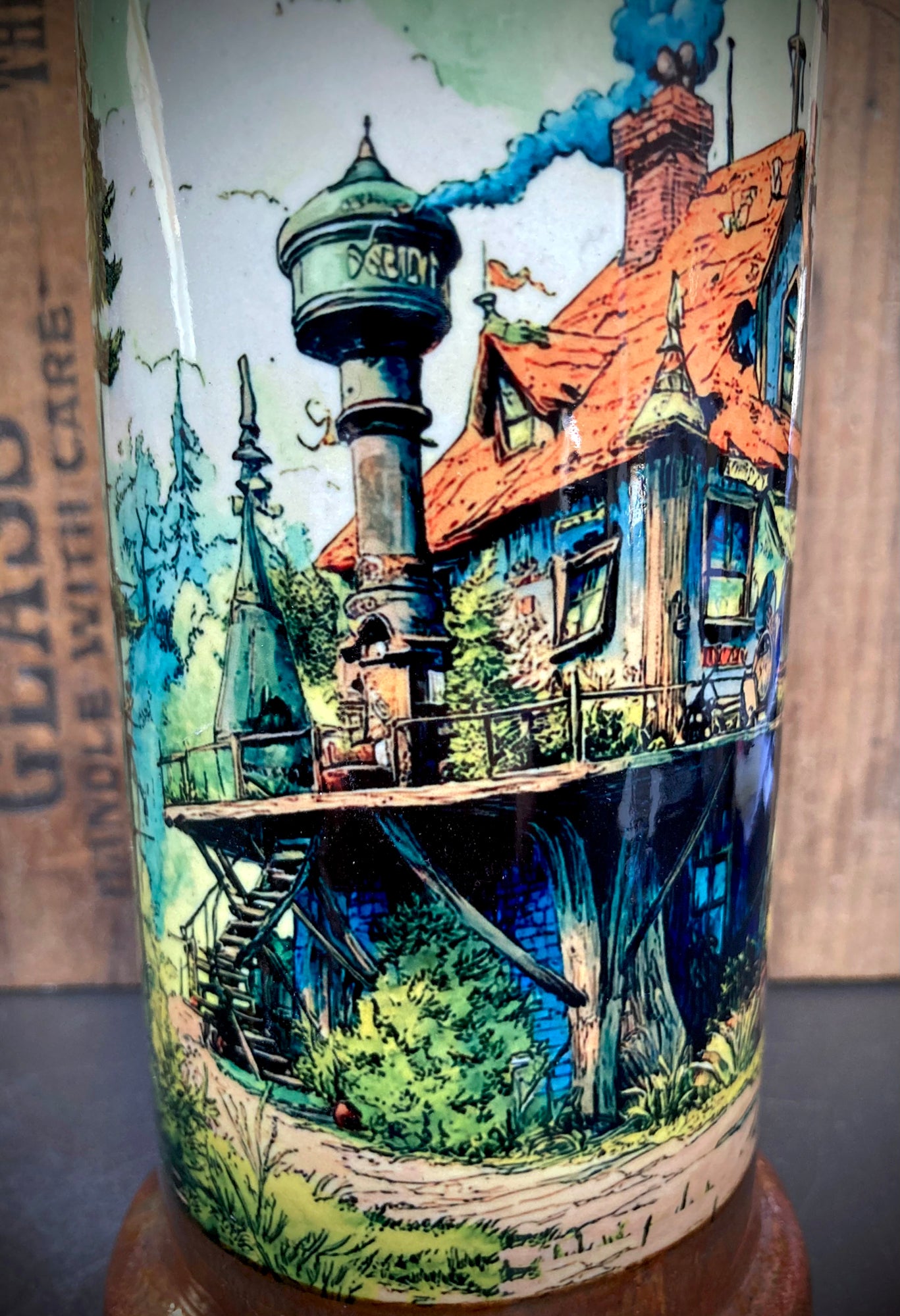 Handmade Ceramic Bong Dream Home Tree House featuring intricate design and vibrant colors