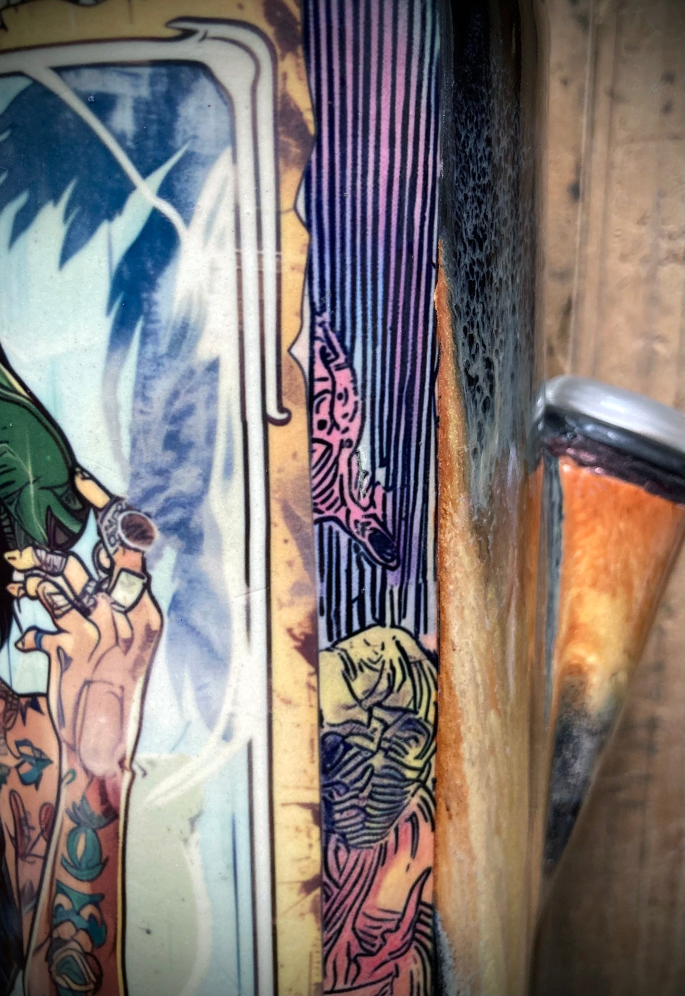 Handmade Ceramic Bong Hill Town Mafia Woman featuring detailed artwork and vibrant colors