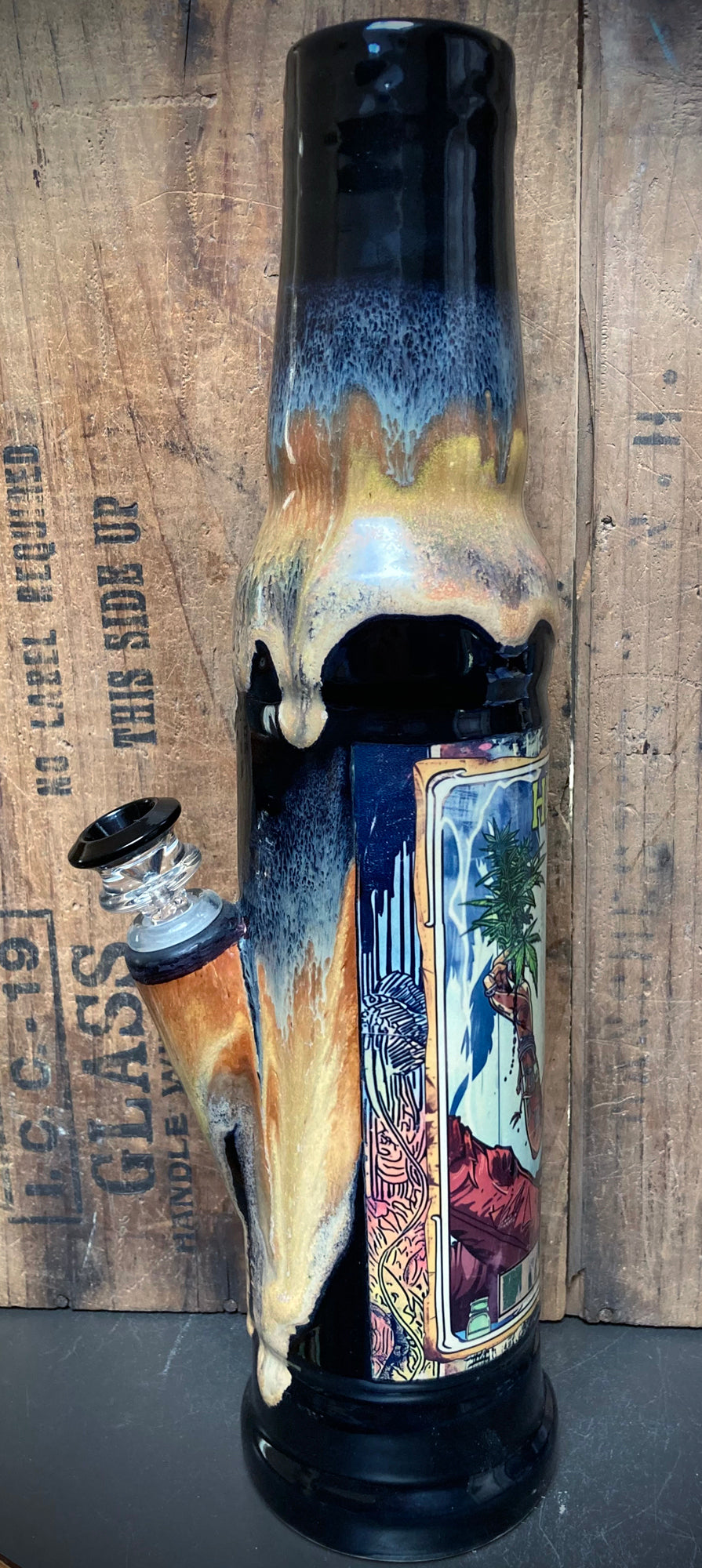 Handmade Ceramic Bong Hill Town Mafia Woman with Unique Glaze and Artistic Design