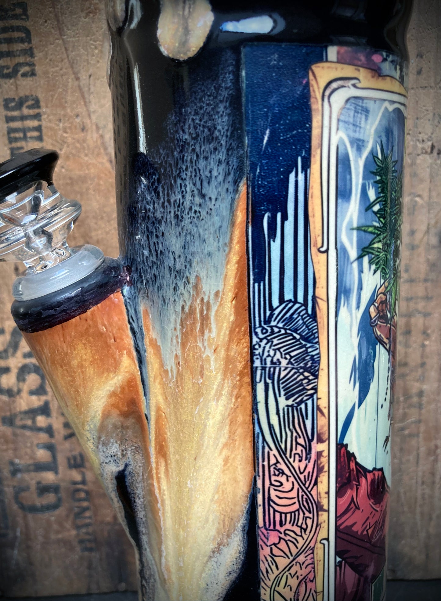 Handmade Ceramic Bong Hill Town Mafia Woman featuring vibrant, artistic detailing and unique glaze finish