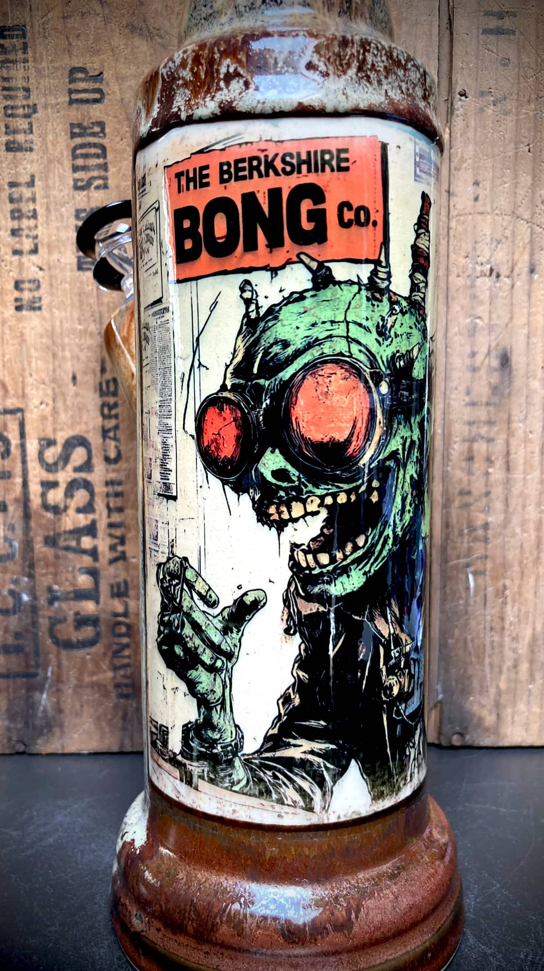 Berkshire Bong Company Handmade Ceramic Bong Laughing Emoji Dead with unique design and vibrant colors