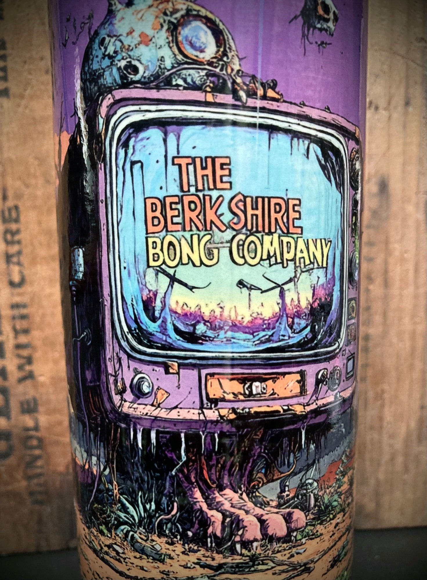Handmade Ceramic Bong My Favorite Vintage TV Show featuring colorful artwork by Berkshire Bong Company