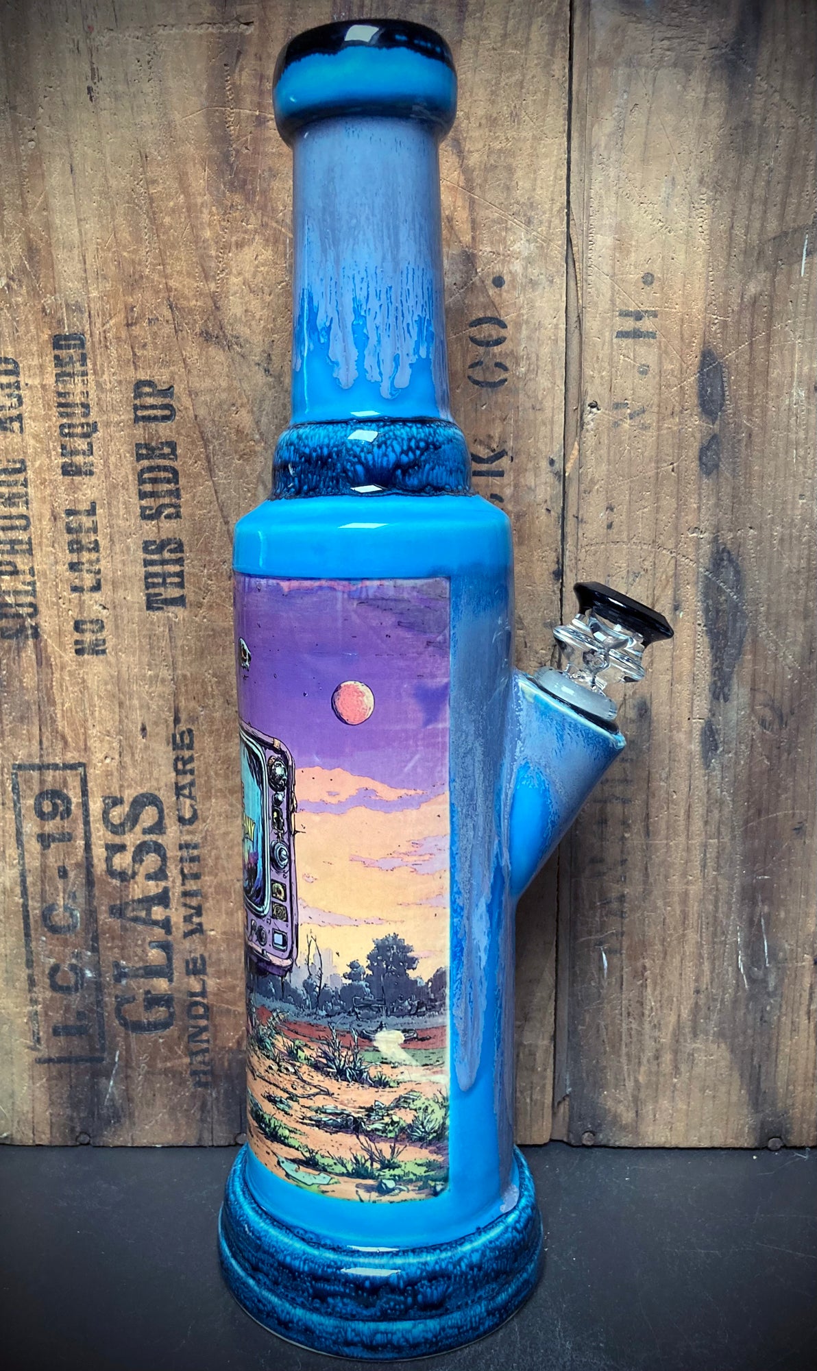 Handmade Ceramic Bong My Favorite Vintage TV Show with colorful design and unique shape
