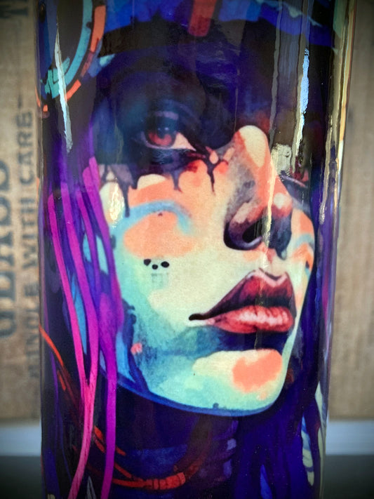 Space-themed ceramic bong featuring futuristic woman astronaut.