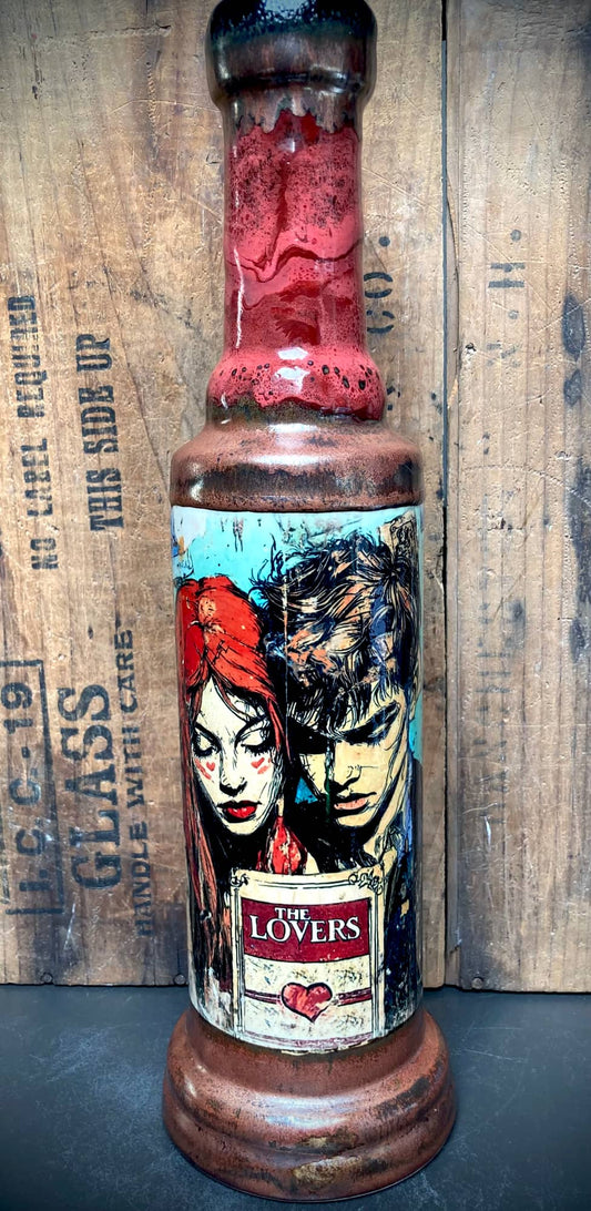 Handmade Ceramic Bong The Lovers Tarot Card featuring unique artwork of a couple