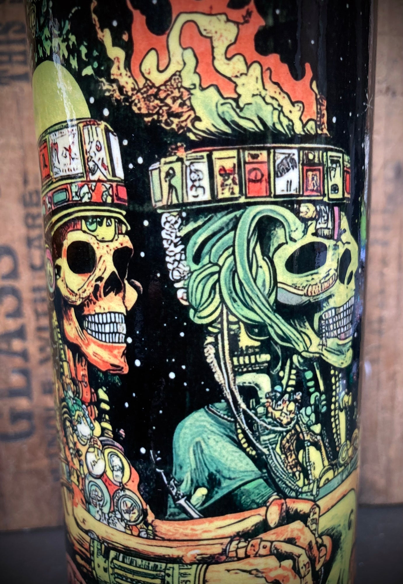 Handmade Ceramic Bong The Old Ancient Gods with vibrant skull designs and intricate details