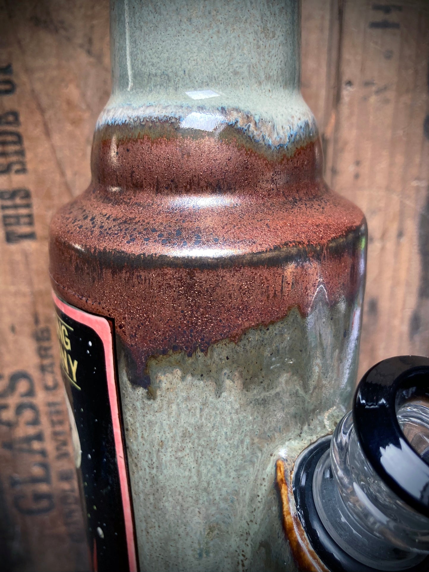 Handmade Ceramic Bong The Old Ancient Gods featuring a unique glaze with earthy tones and intricate details