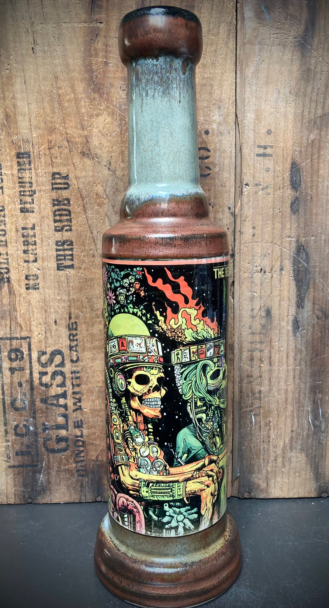 Handmade Ceramic Bong The Old Ancient Gods featuring vibrant art and unique design