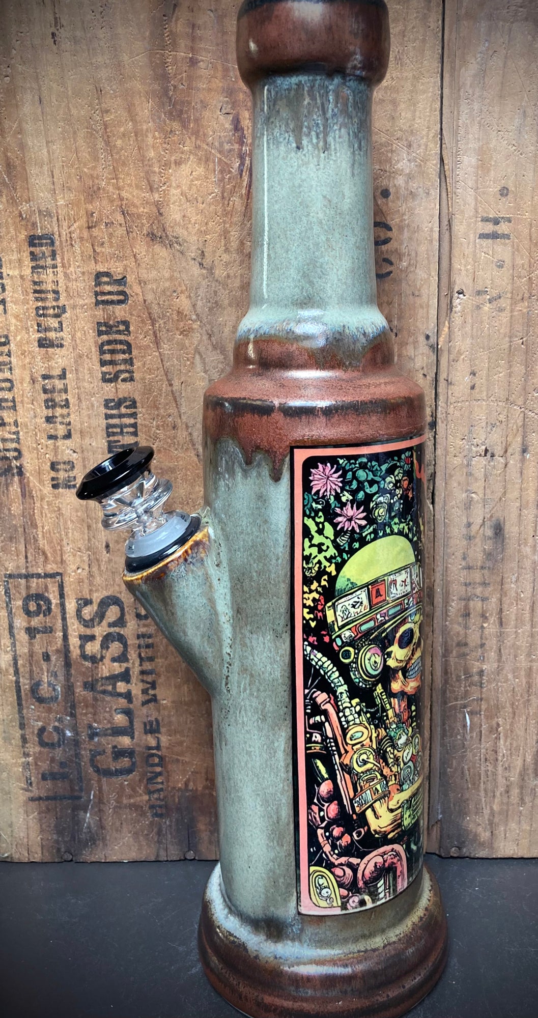 Handmade Ceramic Bong The Old Ancient Gods with intricate detailing and vibrant artwork