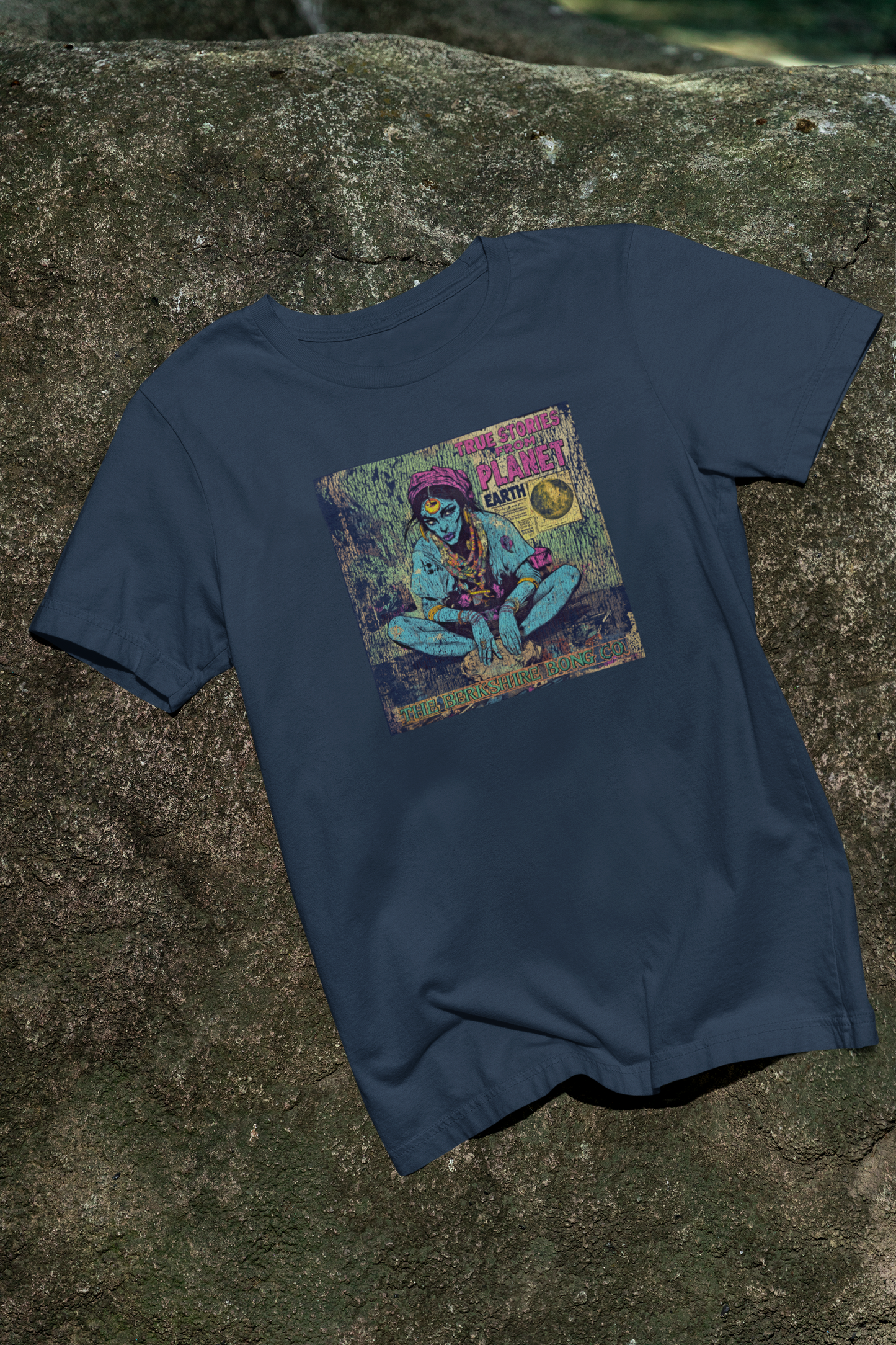 True Stories from Planet Earth Comic Vintage Navy T