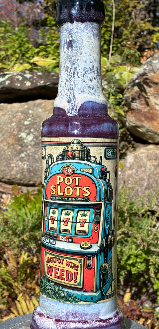 Pot Slots Ceramic Bong with Vintage Slot Machine Art