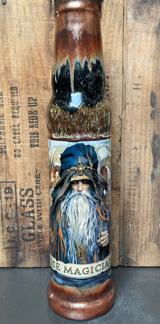 The Magician Ancient Wizard On Ceramic Bong featuring intricate artwork and vibrant colors