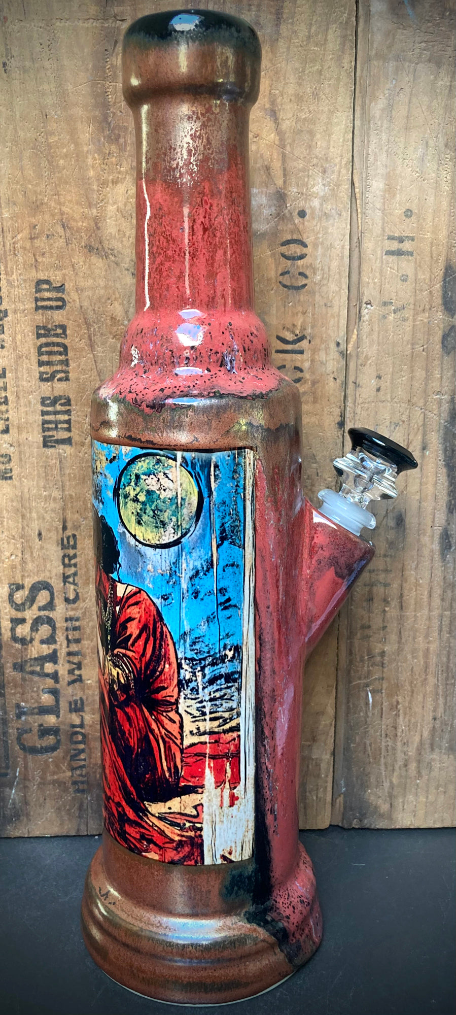 Berkshire Bong Company vintage comic art ceramic bongs featuring vibrant colors and intricate designs