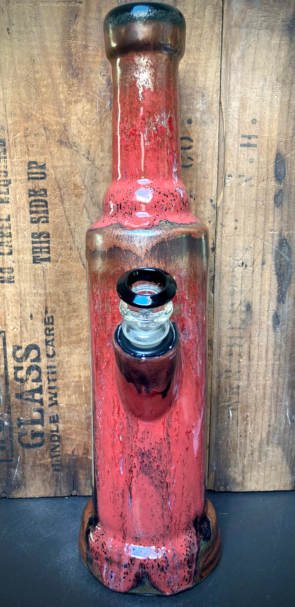 Berkshire Bong Company's vintage comic art ceramic bongs featuring a unique red and black design