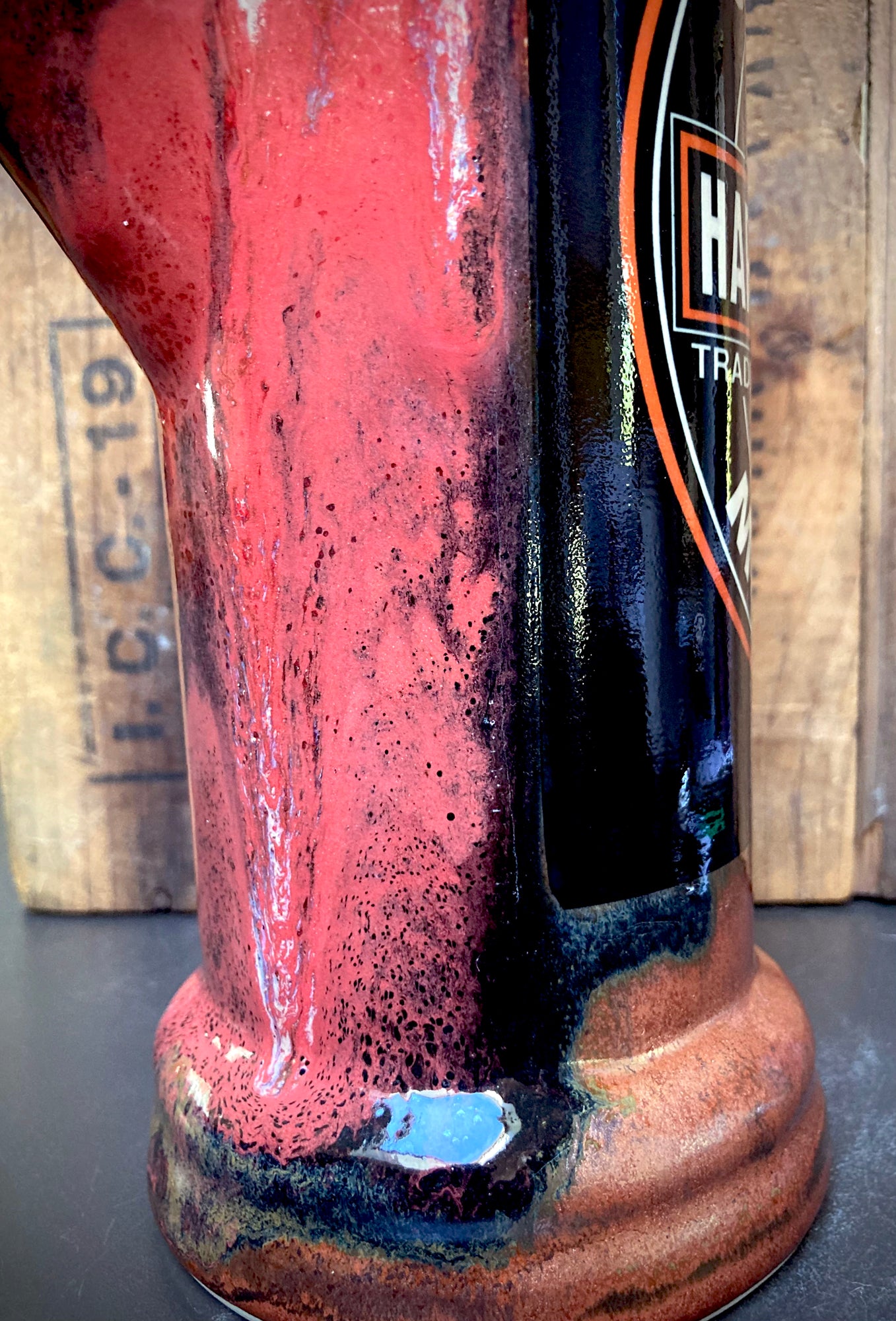 Unique vintage Harley Davidson bong featuring a colorful design and intricate detailing