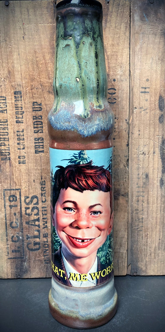 Vintage Mad Magazine Bong Alfred E Neuman with marijuana graphics and unique weed design.