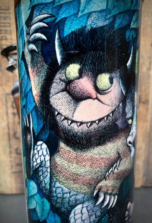 Wild Things Bong Let The Wild Rumpus Start featuring colorful artwork of a whimsical creature